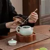 Conjunto de Chá de Viagem com Pó de Esmalte Cristal Verde, Estilo Fresco Pequeno, Um Bule e Duas Xícaras, Xícara Rápida, Bule Xishi, Lembrança de Presente