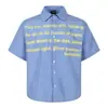 Yidao Vintage 2026 Verano Nuevo Retro Americano Camisa Rayada Hombres Mujeres Estampado de Letras Holgada Casual Manga Corta