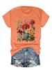 Camiseta de verano para mujer de Amazon Europa y Estados Unidos con estampado de flores y plantas, cuello redondo, manga corta, informal, de moda, con explosión de comercio exterior