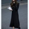 2025 Vestido de Punto Base para Adelgazar con Aspecto Holgado y Pequeño Aroma, Falda de Línea A Otoño e Invierno con Abrigo y Falda para Mujer