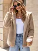 Estación Independiente Amazon Comercio Electrónico Transfronterizo Otoño Invierno Nueva Ropa de Mujer Sencilla Color Sólido Casual Versátil Abrigo de Felpa