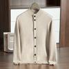 Otoño e invierno 2023 Nuevo suéter de cachemira cuello redondo para hombre business casual color sólido cárdigan manga larga top engrosado