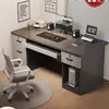 Mesa de computador moderna para uso doméstico, com fechadura, adequada para trabalho de escritório, design simples, ideal para chefes, funcionários de escritório e estudantes