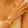 Conjunto de Pulseira e Anel Geométricos de Metal, Joias Ajustáveis de Design Único Estilo Aberto, Acessórios Transfronteiriços Europeus e Americanos