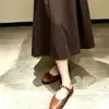 Falda de paraguas retro de línea A para otoño temprano para mujer, cintura alta, drapeado que cubre las caderas, adelgazante, por encima de la rodilla, longitud midi, falda con dobladillo ancho