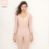 Roupa Íntima Térmica Clássica 37 Graus Feminina Top Fino Ajuste ao Corpo Invisível Peça Única Roupas de Outono Camisa de Base Apertada Roxa
