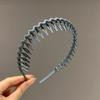 Diadema de dientes largos esmerilados, con ondas de color caramelo coreano, antideslizante, para lavar el cabello, maquillaje facial, diadema sencilla para exteriores