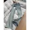 Design de Figura em Pera sentido de design jeans micro azul claro feminino verão plus size menina cheinha Stretch Emagrecedor Calça Ferradura