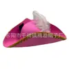 Sombrero Triángulo de Encaje Dorado con Plumas de Avestruz y Velcro para Halloween, Danza, Fiesta de Carnaval, Fieltro, Sombrero de Piratas del Caribe