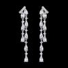 Pendientes Colgantes de Zirconia AAA Largos Incrustados No Convencionales para Vestido de Cena Clip de Oreja de Lujo Pendientes de Borla con Aguja de Plata 925