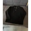 Camisa Cyber Celebrant Cinza com Meio Zíper Base de Rebite Masculina Outono e Inverno Estilo Americano Retrô Alça de Dupla Pressão Ombreira Suéter de Botões