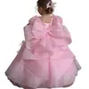 Vestido tutú rosa de nuevo estilo para niñas, vestido de princesa para fiestas de cumpleaños, atuendo de anfitriona y para actuaciones, vestido de manga abullonada