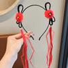 Diadema trenzada de simulación de joyería infantil de estilo chino de Año Nuevo, linda diadema de flores con borlas festivas, accesorios para el cabello de estilo de Año Nuevo