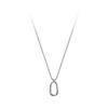 Nalan S925 Plata Esterlina Recortado Ovalado Collar de Frijol Plateado Nicho Geométrico Anillo Asimétrico Cadena Clavicular D9750