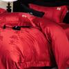 Boda 100% algodón algodón de fibra larga juego de cuatro piezas rojo grande doble felicidad funda nórdica bordada sábanas 1.8m ropa de cama de boda