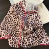 Pijama Feminino Estilo Francês de Luxo Leve com Estampa de Leopardo Rosa em Seda Gelada, Novo Conjunto de Loungewear de Manga Longa e Calça Longa para Primavera e Outono, Adequado para Uso Externo