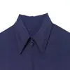 Nova camisa retro americana com zíper 2026, top casual feminino de manga longa com caimento solto, peça externa azul estilo workwear para o outono