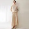 Saia plissada Cony Yarn 100% cashmere feminina, suave, modeladora, versátil, saia midi solta e elegante