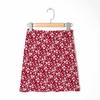 Saia Moda Primavera e Verão Cintura Alta Slim Fit Curta Justa ao Quadril Elegante para o Trabalho Saia Curta Estampa Floral Cintura Alta Linha A