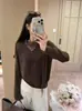 Otoño Nuevo Estilo Coreano Versátil Sentido del Diseño Nicho Malla Patchwork Manga Larga Suéter de Punto Cárdigan Capa Base Superior Mujer