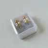 Brincos Mini Gota de Óleo em Aço Titânio Dourado Embalados Brincos Simples com Pino de Rosca Brincos Trevo de Quatro Folhas Brincos de Marca Grande