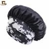 Gorro de noche de satén estampado de estilo étnico con ala ancha elástico para el cuidado del cabello, gorro de belleza y maquillaje JDB-405B-3