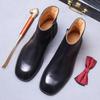 Botas Martin de Couro de Vaca Botas Masculinas Novas Botas Retrô de Couro Genuíno Zíper Estilo Britânico Sapatos de Cano Alto Botas de Cano Alto Masculinas