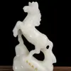 Estatueta de Carneiro de Jade Branco Natural Decoração de Casa Doze Animais do Zodíaco Ovelha Escultura em Jade Artesanato Ornamento para Mesa de Escritório Presente