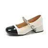 Sapatos Mary Jane Retrô 2025 Primavera Novo Estilo Estilo Francês Sapatos Pequenos de Couro para Mulheres Salto Grosso Salto Alto Sapatilhas Femininas