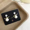 Pendientes Retro Franceses de Algodón Perla Circonita Diseño de Nicho Estilo Ins Versátiles Lujo Accesible Pendientes de Moda Exquisitos