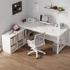 Mesa Dormitorio Niñas Mesa de Computadora Escritorio Gabinete de Noche Semicerrado Escritorio Simple de Esquina en Forma de L Estilo Crema