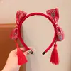 Diadema de Año Nuevo Festival de Primavera 2026 Año del Caballo Adorno Festivo para el Cabello Diadema con Lazo Rojo Pasador Accesorios para el Cabello Estilo Chino