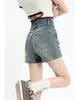 Shorts de mezclilla para mujer 2024 Nuevo Verano Cintura alta Pequeño Delgado A Palabra Retro Combinable Pierna ancha Hot Pants