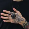 Haiteng joyería acero inoxidable Vikingos cabeza de lobo tótem colgante acero de titanio fundido estilo punk hip hop europeo y americano Hombres