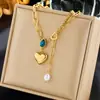 Collar Colgante Redondo de Moda para Mujer Cadena Apilable de Doble Capa Retro Acero Inoxidable Chapado en Oro Cadena para Clavícula con Sentido de Alta Gama