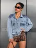 2026 Nuevo Estilo Chaqueta de Mezclilla Moda Callejera Americana Versátil Lentejuelas Uso Diario Chaqueta de Mezclilla para Mujer
