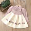 Vestido Suéter para Niña Ropa Infantil Falda Larga de Punto Nuevo Estilo Otoño e Invierno 2022 Vestido Dulce con Lazo