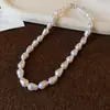 Collar de Perlas con Forma de Concha Plegada de Estrella Retro Francés Cadena de Clavícula de Lujo Ligero Nicho Elegante Temperamento Gargantilla Exquisita para Mujer