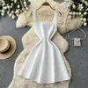 Comercio Exterior Transfronterizo Vestido de Punto Elegante Estilo Francés sin Mangas de Corte A para Mujer Falda Corta Decoración de Perlas de Verano Vestido Versátil