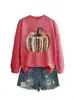 Amazon eBay sitio independiente sudadera casual de moda divertida para mujer con estampado de calabaza cuello redondo manga larga en stock