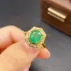 Anillo de Esmeralda Natural al por Mayor de Fábrica Plata S925 Incrustado Piedra Principal 8*10 Joyería de Lujo Venta Directa de Fábrica Piedra Preciosa