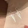 Pendientes de Lazo de Cinta Esmaltados en Blanco Dulces y Elegantes Estilo Francés para Mujer, Lujo Ligero, Gama Alta, Pendientes Versátiles
