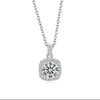 Colar Quadrado Pequeno de Diamante para Mulheres, Pingente de Zircônia Imitação Moissanita, Corrente para Clavícula, Estilo de Nicho de Luxo Leve de Alta Qualidade, Atacado e Dropshipping