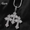 Europeu e americano clássico retro cruz pingente moda cobre conjunto escada quadrada zircônio masculino colar hip-hop joias atacado