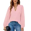 Ropa de mujer transfronteriza europea y americana 2026 Nueva estación independiente de Amazon top de gasa con retazos de encaje de color liso con cuello en V