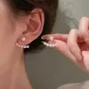 Pendientes de Clip de Lujo Ligero Estilo Hong Kong sin Agujeros para Orejas Pendientes Geométricos de Perla y Camelia para Mujer Sentido Avanzado Simples Elegantes Pendientes Versátiles