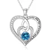 Collar con colgante de corazón de plata de ley S925 Corazón Eterno transfronterizo europeo y americano para mujer, piedra de cumpleaños doce, moda, todo-partido