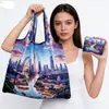 Bolso Estilo Pintura al Óleo de Van Gogh, Capacidad Extra Grande, Bolsa de Compras Plegable, Bolsa de Dibujos Animados Ecológica para Supermercado, Bolsa para la Compra, Bolsa de Almacenamiento