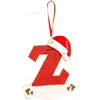 Iniciales Navideñas con Decoración de Letra de Gorro Rojo, Decoración Colgante Navideña DIY, Colgante Personalizado Regalos