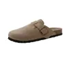 2026 Nuevas Medias Pantuflas Estilo Birkenstock de Suela Gruesa para Mujer Primavera Retro Slip-On de Punta Cerrada con Aumento Oculto de Altura Zapatos Birkenstock
